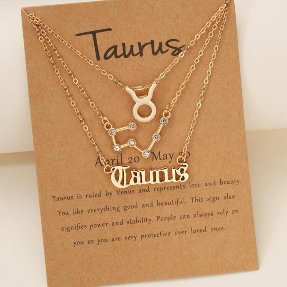 3pc Taurus Zodiac Sign Constellation Stackable Necklaces